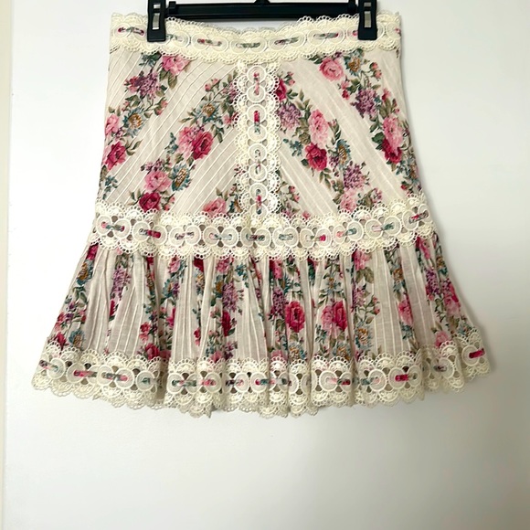 Zimmermann Dresses & Skirts - Zimmermann Cream Floral Lace-Trim Mini Skirt